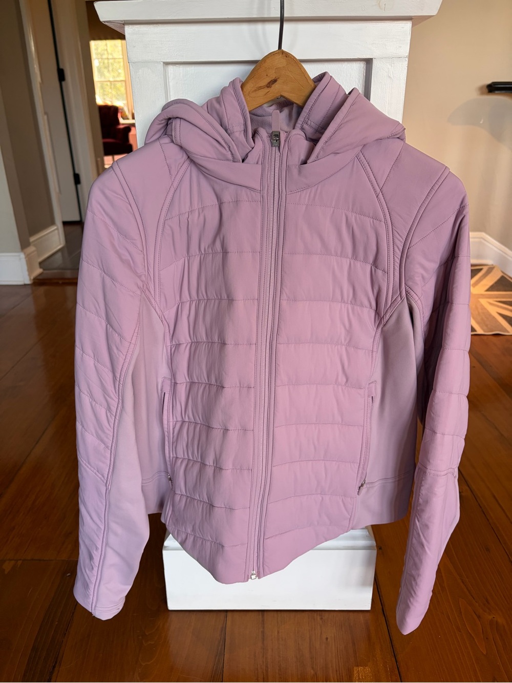 Women's Quilted Hooded Lululemon jacket, light lilac